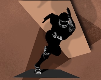 Plakat z motywem futbolu amerykańskiego – Plakat z męskim sportowcem – Dekoracja do pokoju nastolatka – Plakat z szerokim odbiornikiem – Nieoprawione dzieło sztuki sportowej – v02