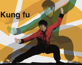 Plakat ścienny Kung Fu – męskie sztuki walki – dekoracja pokoju nastolatka – abstrakcyjny wydruk akcji – nieoprawione dzieło sztuki wojownika – v08