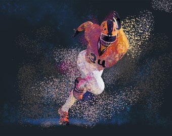 Plakat z motywem futbolu amerykańskiego – Plakat z męskim sportowcem – Dekoracja do pokoju nastolatka – Plakat z szerokim odbiornikiem – Nieoprawione dzieło sztuki sportowej – v04