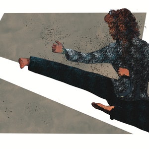 Energetische Kämpferin - Fesselnder Karate Digital Art Print für Aficionados, Wandkunst, Geschenk, hochwertiges Poster, ver 01