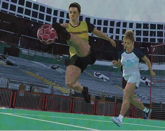 Plakat ścienny z piłkarzem – Abstrakcyjny plakat sportowy – Dekoracja do pokoju nastolatki – Dynamiczny wydruk z atletką – Bez ramki – v12