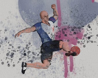 Soccer Player Wall Art – Abstract Sports Poster – Teen Boy Bedroom Decor – Dynamic Athlete Print – Unframed - v01