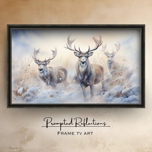 Deer in the Snow Painting | Art DIGITAL Print | Winter Deer