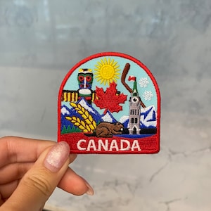 カナダ旅行刺繍パッチ - アイロン接着、縫い付け、カナダパッチ、ブリティッシュコロンビア、アルバータ、オンタリオ、ノバスコシア、ケベック、かわいいパッチ