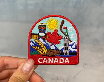 Canada Travel Embroidery Patch - Iron On, Sew On, Canadian Patch, British Columbia, Alberta, Ontario, Nova Scotia, Quebec, Kawaii Patches