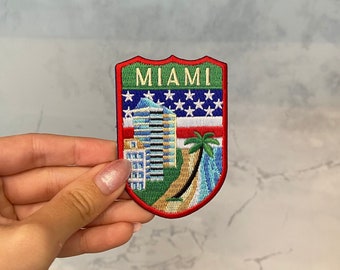 Borduurpatch Miami USA reizen - opstrijkbare, naai, patch Verenigde Staten, VS, Florida
