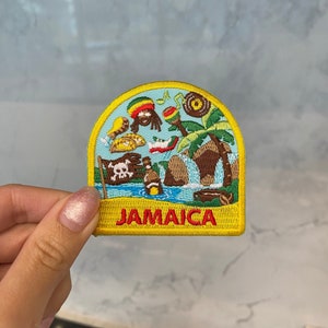 Écusson de broderie de voyage en Jamaïque - Repasser à repasser, coudre, écusson de grande ville, écusson de grand pays, écusson de touriste, cadeaux pour geek de voyage