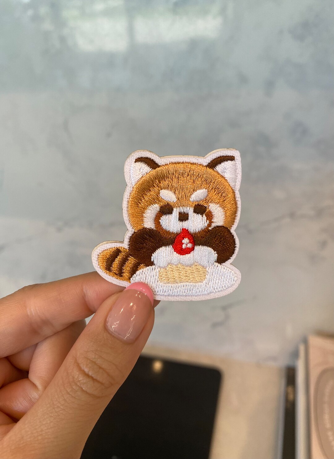 Red Panda With Slice of Cake Embroidery Patch - Iron On, Sew On, Kawaii ...