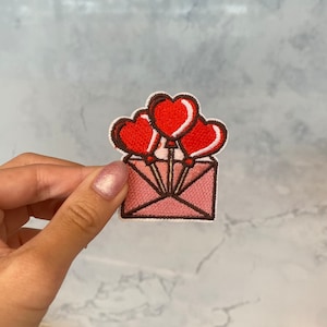 Heart Balloon in Envelope Embroidery Patch - Iron On, Sew On
