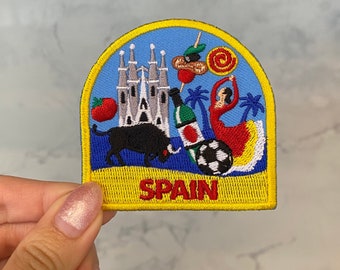 Toppa ricamata da viaggio in Spagna - da stirare e cucire, Barcellona, Maiorca, Valencia, Madrid, toppa Europa, regalo per viaggiatori