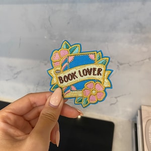 Book Lover Embroidery Patch - Iron On, Sew On | Gift for Reading Geek, Book Lovers