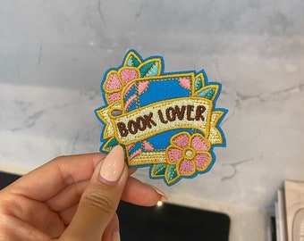Book Lover Embroidery Patch - Iron On, Sew On | Gift for Reading Geek, Book Lovers