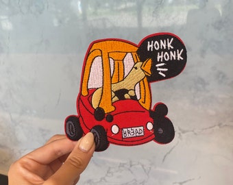 Honk Honk Duck Driving Car Embroidery Patch - Iron On, Sew On, Kawaii Patches, Meme Patch, Funny Patch
