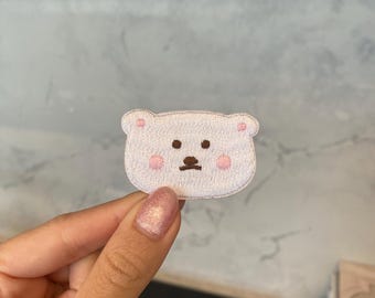 Weiß Eisbär Stickerei Patch - Weißer Aufnäher zum Aufkleben, Aufnähen, Kawaii Patches, Tier Patch