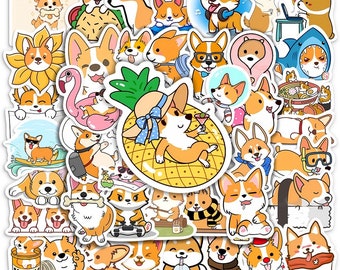 Paquete de pegatinas Corgi de 50 piezas / Regalos Corgi / Funda de teléfono Corgi / Arte Corgi / Cachorro / Regalos Corgi para mujeres / Regalos de Navidad Corgi