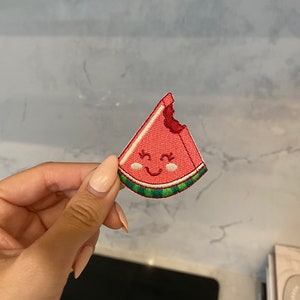 Watermelon with Happy Face Embroidery Patch - Iron On, Sew On