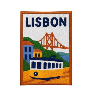 Parche de viaje bordado de Lisboa de 7,6 cm - Termoadhesivo, bandera de Portugal, Europa, recuerdo, ciudad, país