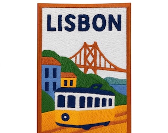 Lisbon Embroidery 3" Travel Patch - Iron On Portugal Europe Souvenir Flag City Country