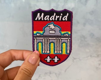 Toppa ricamata Madrid, Spagna, Europa, da stirare, da cucire, toppe kawaii, toppa per viaggiatori, toppa per città principali, toppa per paese