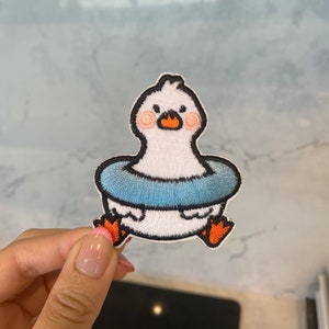 Duck in Floatie Embroidery Patch - Iron On, Sew On, Animal Patch, Kawaii Patch