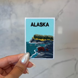 Naszywka podróżna z haftem Alaska USA – do prasowania, do przyszycia, Stany Zjednoczone, USA, naszywka krajowa, naszywka stanowa, prezent dla podróżnika
