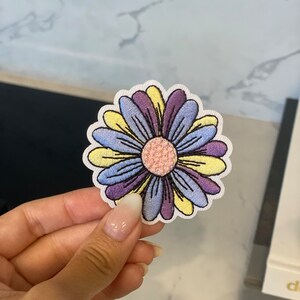 Applique Fiore Ricamato Viola - Toppa Tessuto 58x33 Cm, Per Cucire Su Vestiti, Borse, Decorazioni - Foto 12