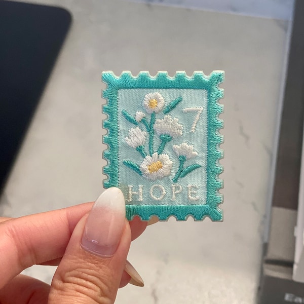 Blue Hope Vintage Stamp Embroidery Patch - Iron On