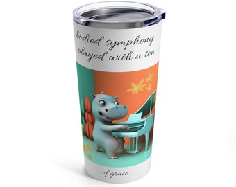 Hippo Graphic Design Bodied Symphony Stainless Steel Drinkable Hot and Cold Tumbler 20oz Beverage for Home and Office Summer and Fall