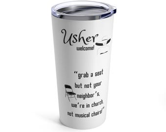Usher Black Print Stainless Steel Tumbler 20oz for Hot or Cold Beverage Vacuum Insulated Summer and Fall Home, Travel and Daily Use