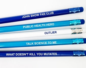 Public Health Pencils - Epidemiology Edition - Blue White - 5 Pack