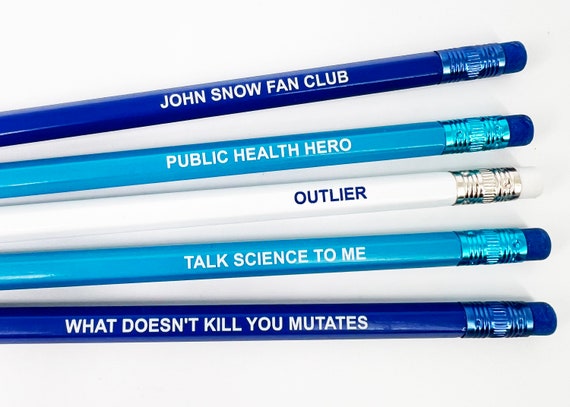 Public Health Pencils - Epidemiology Edition - Blue White - 5 Pack