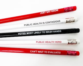 Public Health Pencils - Health Educator Edition - Red White Black - 5 Pack
