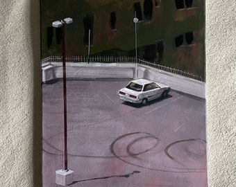 acrylique sur toile : la voiture (2022)