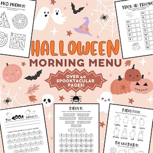 Halloween Morning Menu Pages | Preschool Morning Menu | Preschool Worksheets | Morning Menu Homeschool | Printable PDF, Digital Download
