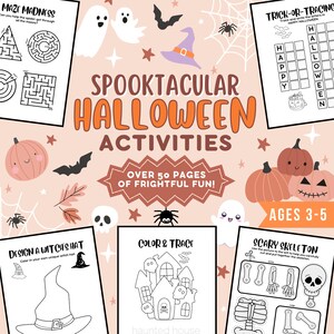 50 Printable Kids Halloween Activities, Halloween Coloring Pages, Halloween Word Search, Halloween Bundle, Printable PDF, Digital Download
