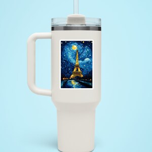 Adesivo de Paris A Noite Estrelada Adesivo Van Gogh Adesivo para laptop Adesivo da Torre Eiffel para Stanley tumbler cup Adesivo artístico para telefone