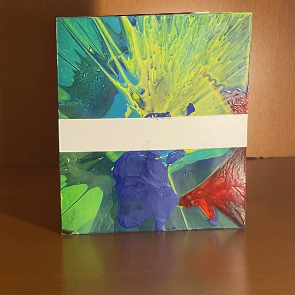 OOAK Unique abstract homemade handmade colorful party customizable blank greeting card for any occasion with envelope