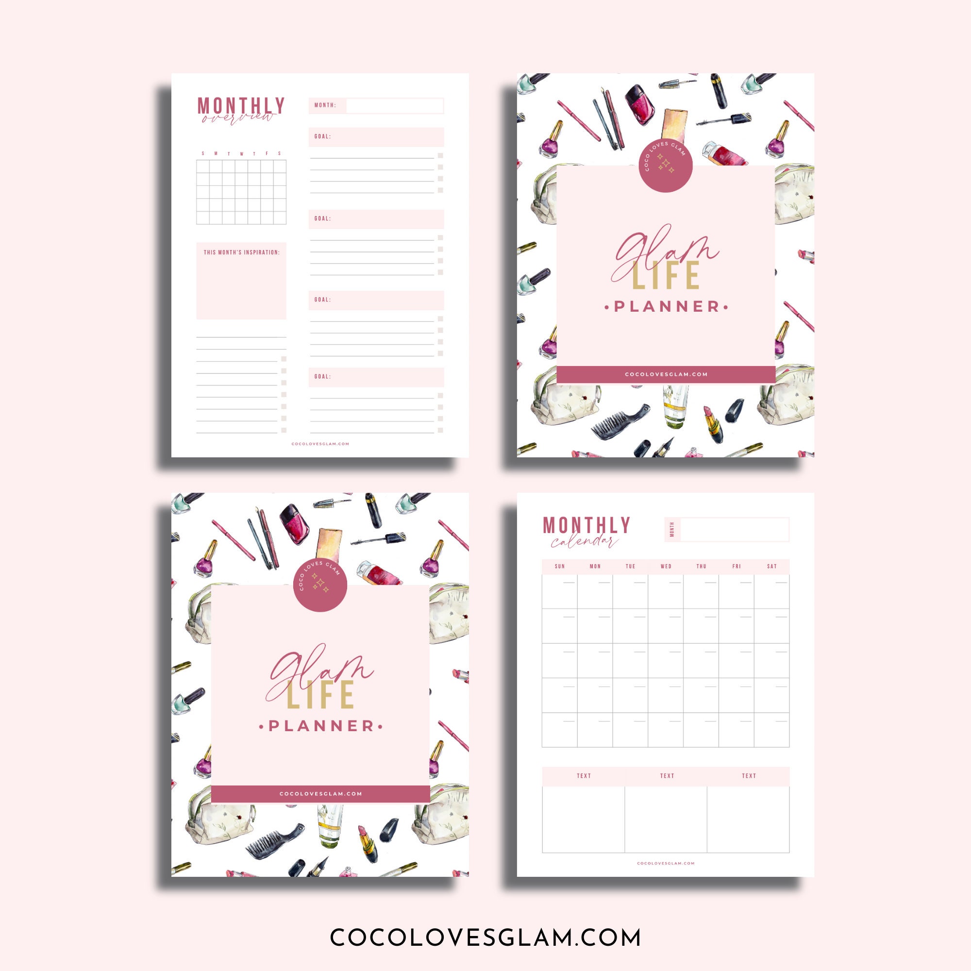 Planner Bundle for Makeup Artist , Printable Planner, Watercolor Makeup
