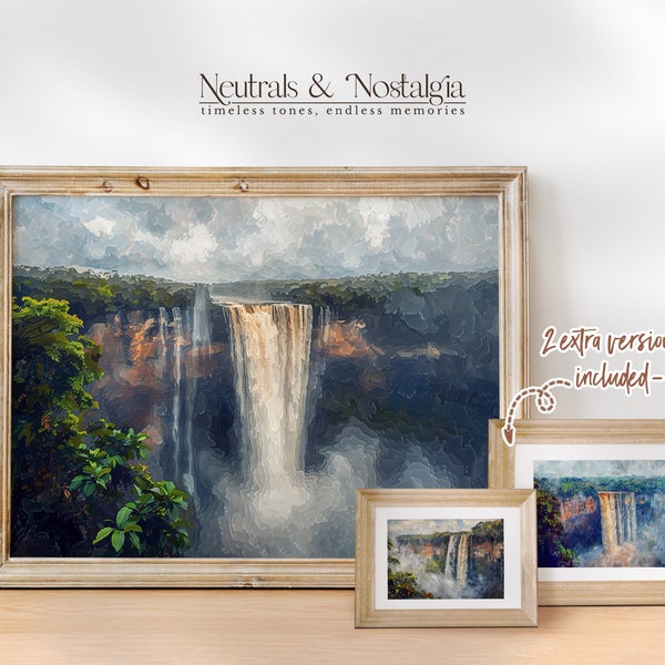 Unique Wonders of Kaieteur National Park | Set of 3 Kaieteur Falls Oil Paintings | Guyana Scenic Beauty | Digital Prints