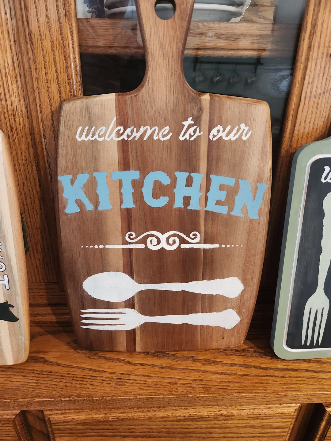 Kitchen Sign Hanging Cutting Board Art. Wall Decor - Etsy