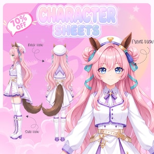 Custom Anime Character Sheet | Reference Sheet | Custom Character Sheets | Vtuber Character Sheet | Anime Reference Sheet