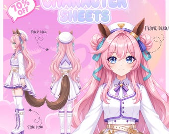 Custom Anime Character Sheet | Reference Sheet | Custom Character Sheets | Vtuber Character Sheet | Anime Reference Sheet
