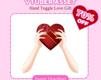 Activos de Vtuber / Alternar mano / Mano de corazón / Conjunto de activos de manos de chocolate con corazón animado para VTube Studio