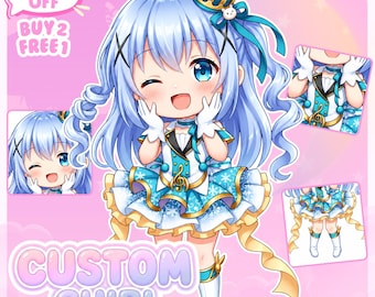 Benutzerdefinierte Chibi Charakter Illustration | Chibi Charakter | benutzerdefinierte chibi auftrag | Anime Chibi | Chibi PF | Chibi Kunst | Chibi Auftragsarbeit