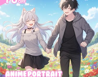 Custom Anime Portrait | Couple Gift, Custom Anime Art, Cute Cartoon Anime Portrait, Family Portrait,  Personalized, Anniversary, Birthday
