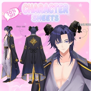 Aangepast blad met anime-personages | Referentieblad | Aangepaste tekenbladen | Vtuber-tekenblad | Referentieblad anime