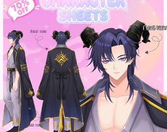 Custom Anime Character Sheet | Reference Sheet | Custom Character Sheets | Vtuber Character Sheet | Anime Reference Sheet