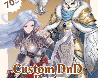 Custom DnD Party Character Art, DnD Commisson, Dungeons and Dragons, Fantasy Character Design, Rpg, DnD Portrait, DnD Character sheet