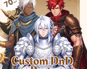 Custom DnD Party Character Art, DnD Commisson, Dungeons and Dragons, Fantasy Character Design, Rpg, DnD Portrait, DnD Character sheet