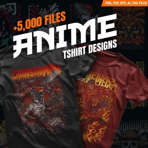Super Bundle Anime Premium Pack Tshirt Designs, +5000 anime designs for t-shirts svg, png, pdf